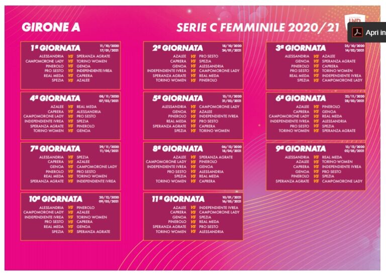 Calendario femminile 1 Stadionews24